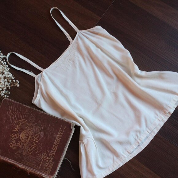Vintage 1920s Camisole, Ivory Embroidered Flapper Cami Top, Slip Lingerie - Picture 1 of 10